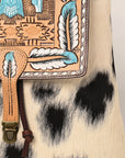 American Darling Hand Tooled Hair On Genuine Leather Women Bag Western Handbag Purse