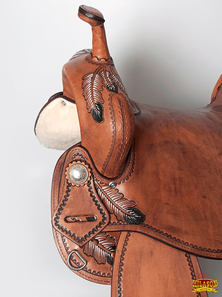HILASON Flex Tree Western Horse Saddle in American Leather Barrel Trail | for Horses
