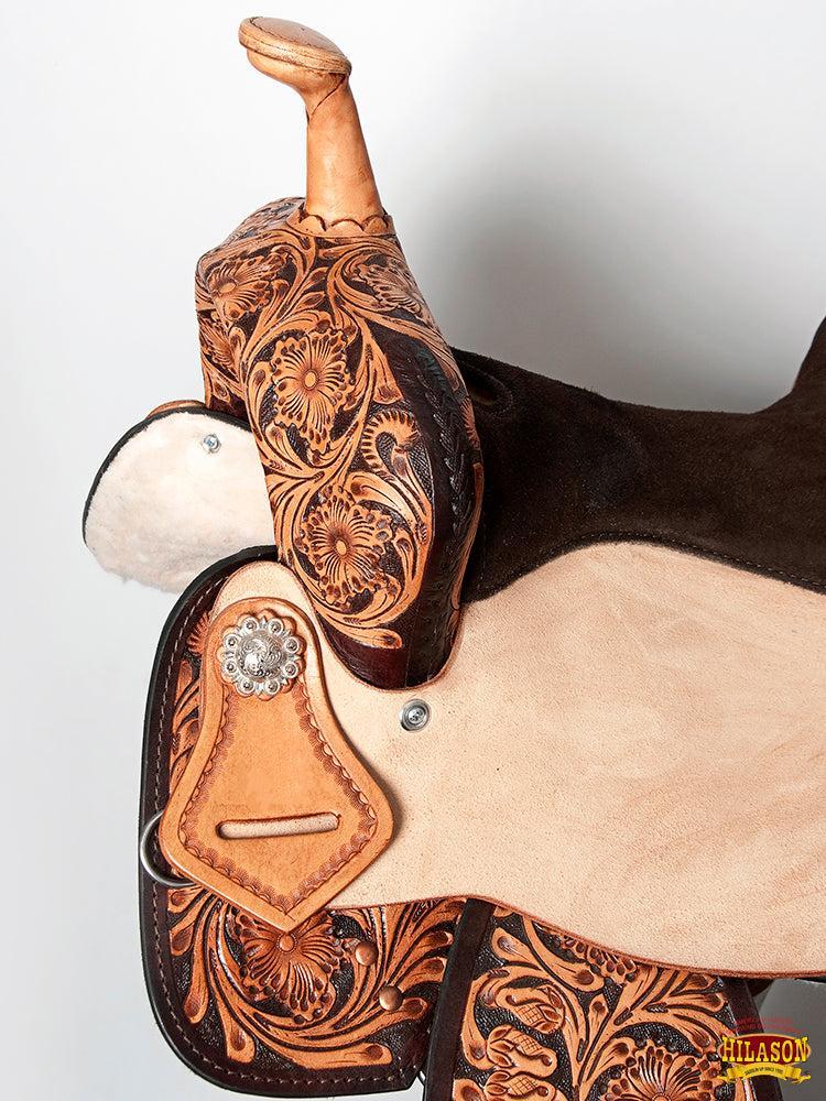 Flex Tree Western Horse Saddle In American Leather Barrel Trail Hilason