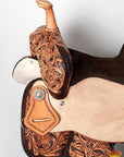 Flex Tree Western Horse Saddle In American Leather Barrel Trail Hilason