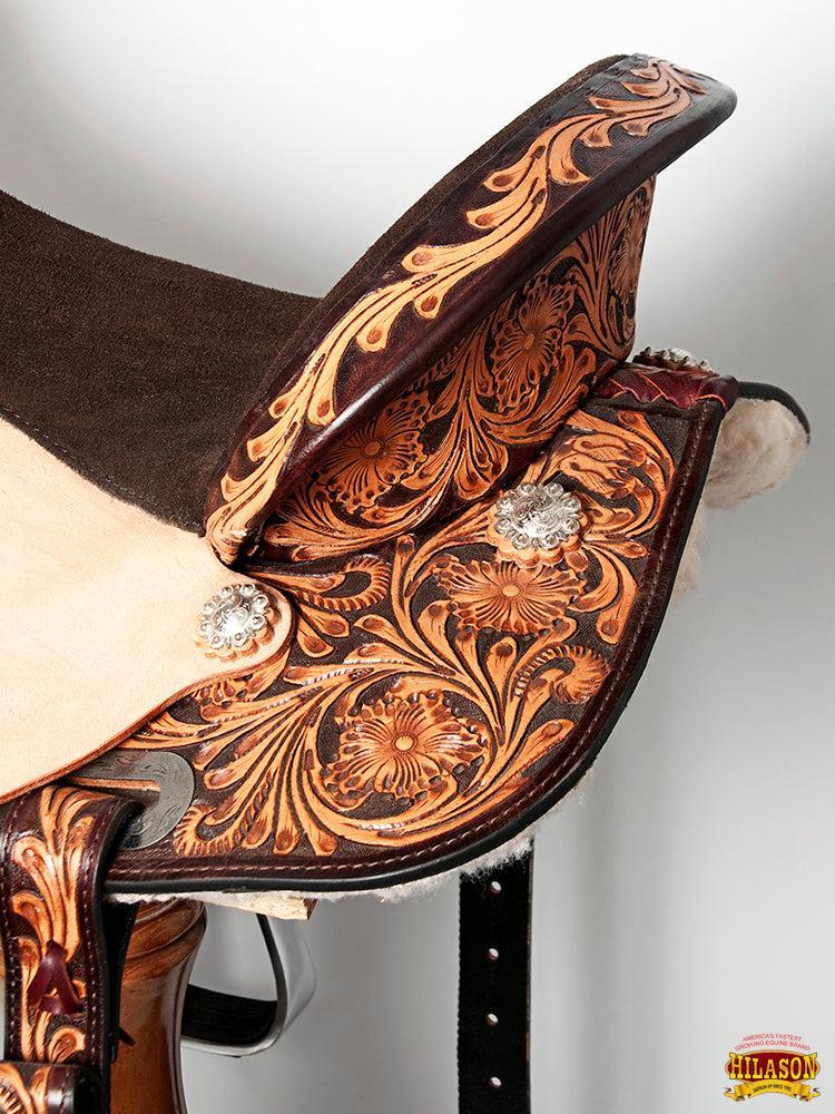 Flex Tree Western Horse Saddle In American Leather Barrel Trail Hilason