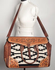 American Darling ADBG516 Duffel Hand Tooled Saddle Blanket Genuine Leather Women Bag Western Handbag Purse
