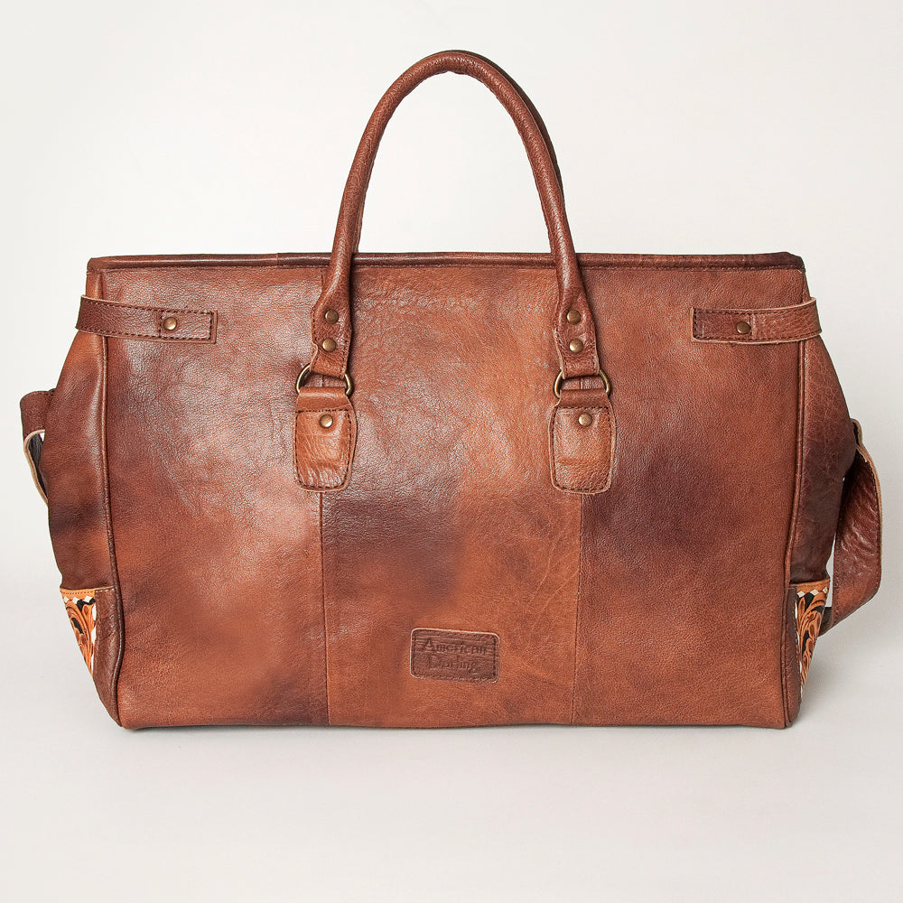 American Darling ADBG516 Duffel Hand Tooled Saddle Blanket Genuine Leather Women Bag Western Handbag Purse