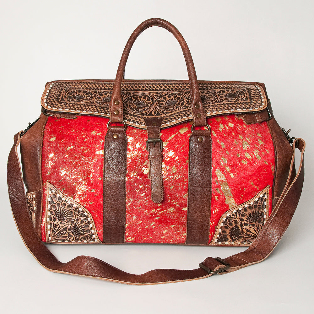 American Darling ADBG516 Duffel Hand Tooled Saddle Blanket Genuine Leather Women Bag Western Handbag Purse