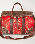 American Darling ADBG516 Duffel Hand Tooled Saddle Blanket Genuine Leather Women Bag Western Handbag Purse