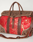 American Darling ADBG516 Duffel Hand Tooled Saddle Blanket Genuine Leather Women Bag Western Handbag Purse