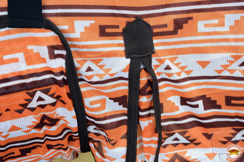Hilason Horse Fly Sheet Uv Protect Mesh Bug Mosquito Summer Orange Aztec