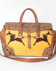 American Darling ADBG516 Duffel Hand Tooled Saddle Blanket Genuine Leather Women Bag Western Handbag Purse