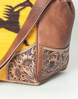 American Darling ADBG516 Duffel Hand Tooled Saddle Blanket Genuine Leather Women Bag Western Handbag Purse