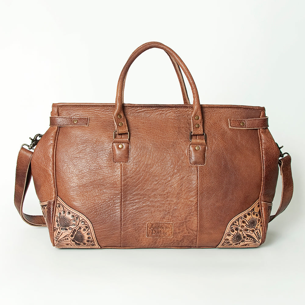 American Darling ADBG516 Duffel Hand Tooled Saddle Blanket Genuine Leather Women Bag Western Handbag Purse