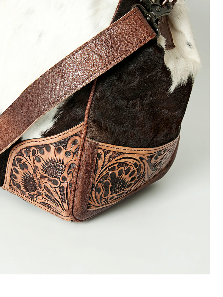 American Darling ADBG516 Duffel Hand Tooled Saddle Blanket Genuine Leather Women Bag Western Handbag Purse