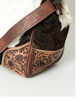 American Darling ADBG516 Duffel Hand Tooled Saddle Blanket Genuine Leather Women Bag Western Handbag Purse