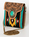 American Darling Hand Tooled Hair On Genuine Leather Women Bag Western Handbag Purse