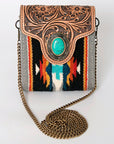 American Darling Hand Tooled Hair On Genuine Leather Women Bag Western Handbag Purse