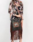 American Darling ADBGS192V Messenger Hand Tooled Hair On Genuine Leather Women Bag Western Handbag Purse