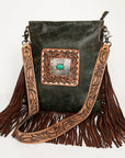 American Darling ADBGS192V Messenger Hand Tooled Hair On Genuine Leather Women Bag Western Handbag Purse