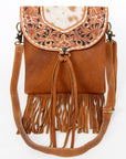 American Darling Messenger Hand Tooled Hair On Genuine Leather Women Bag Western Handbag Purse