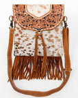 American Darling Messenger Hand Tooled Hair On Genuine Leather Women Bag Western Handbag Purse