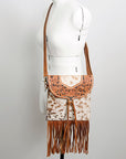 American Darling Messenger Hand Tooled Hair On Genuine Leather Women Bag Western Handbag Purse