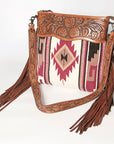 American Darling ADBGZ569A Signature Crossbody Hand Tooled Saddle Blanket Genuine Leather Women Bag Western Handbag Purse