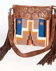 American Darling ADBGZ568A Signature Crossbody Hand Tooled Saddle Blanket Genuine Leather women bag western handbag purse