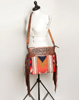 American Darling ADBGZ561A Signature Crossbody Hand Tooled Saddle Blanket Genuine Leather women bag western handbag purse