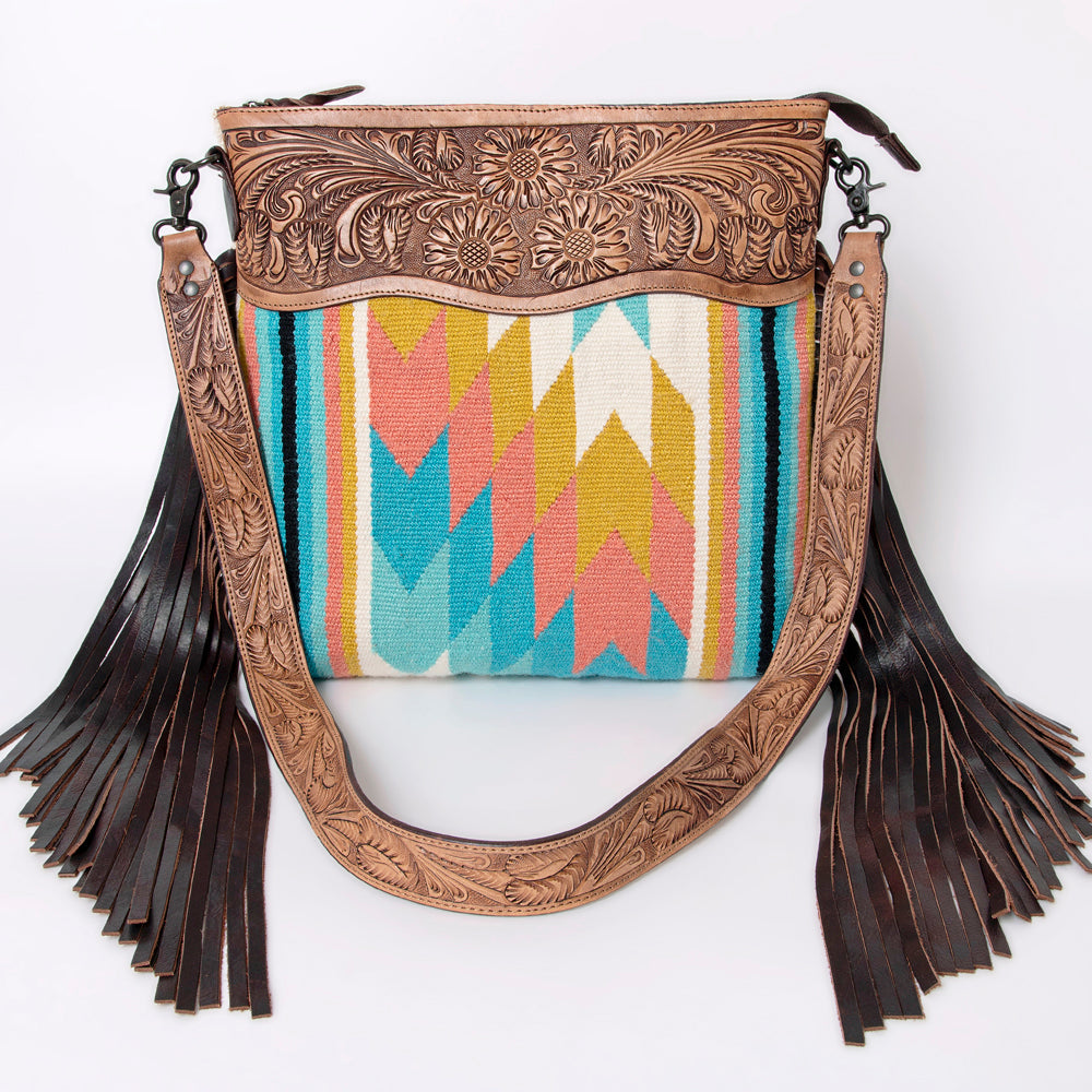 American Darling ADBGZ559A Signature Crossbody Hand Tooled Saddle Blanket Genuine Leather women bag western handbag purse