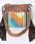 American Darling ADBGZ559A Signature Crossbody Hand Tooled Saddle Blanket Genuine Leather women bag western handbag purse