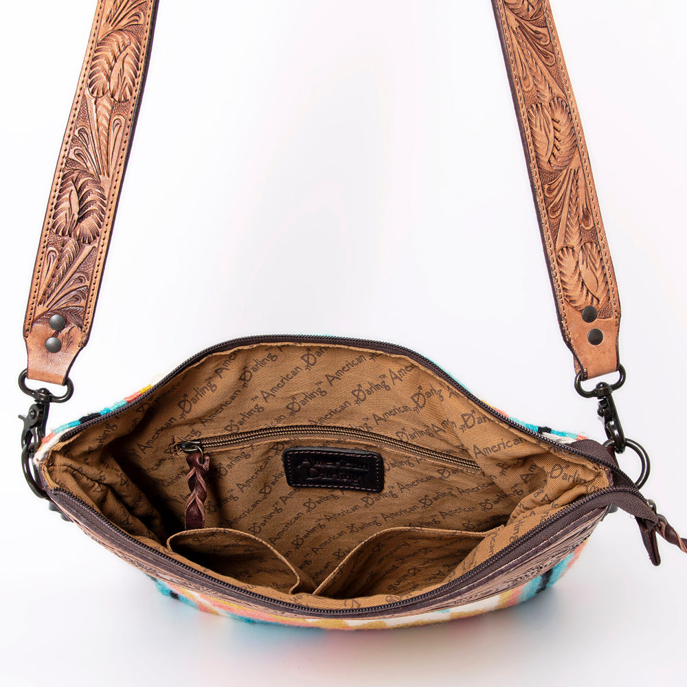 American Darling ADBGZ559A Signature Crossbody Hand Tooled Saddle Blanket Genuine Leather women bag western handbag purse