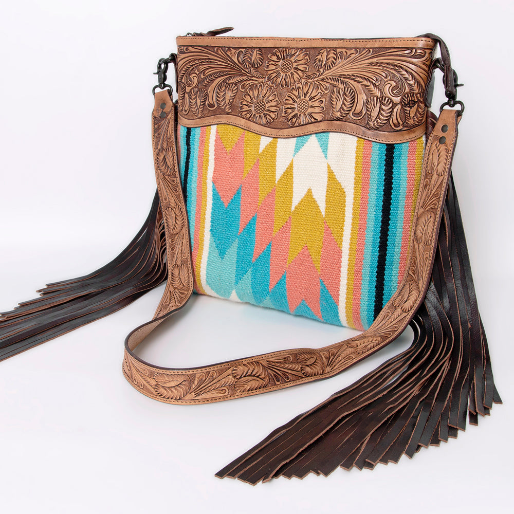 American Darling ADBGZ559A Signature Crossbody Hand Tooled Saddle Blanket Genuine Leather women bag western handbag purse