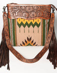 American Darling ADBGZ575A Signature Crossbody Hand Tooled Saddle Blanket Genuine Leather women bag western handbag purse