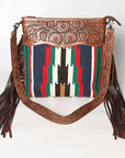 American Darling ADBGZ570A Signature Crossbody Hand Tooled Saddle Blanket Genuine Leather women bag western handbag purse