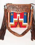 American Darling ADBGZ554A Signature Crossbody Hand Tooled Saddle Blanket Genuine Leather women bag western handbag purse