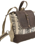 OHLAY KB101 Backpack Upcycled Canvas Genuine Leather women bag western handbag purse