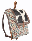 OHLAY KB111 Backpack Hand Tooled Upcycled Canvas Hair-On Genuine Leather women bag western handbag purse