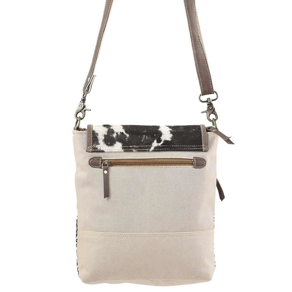 OHLAY KB129 Cross Body Upcycled Canvas Hair-On Genuine Leather women bag western handbag purse