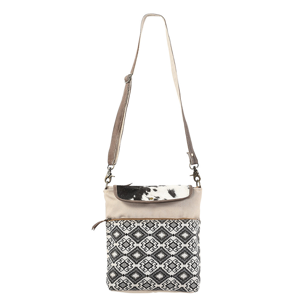 OHLAY KB129 Cross Body Upcycled Canvas Hair-On Genuine Leather women bag western handbag purse