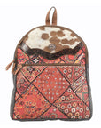 OHLAY KB139 Backpack Hand Tooled Upcycled Canvas Hair-On Genuine Leather women bag western handbag purse