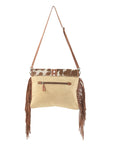 OHLAY KB162 Cross Body Upcycled Canvas Hair-On Genuine Leather women bag western handbag purse