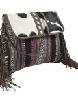 OHLAY KB163 Cross Body Upcycled Wool Upcycled Canvas Hair-On Genuine Leather women bag western handbag purse