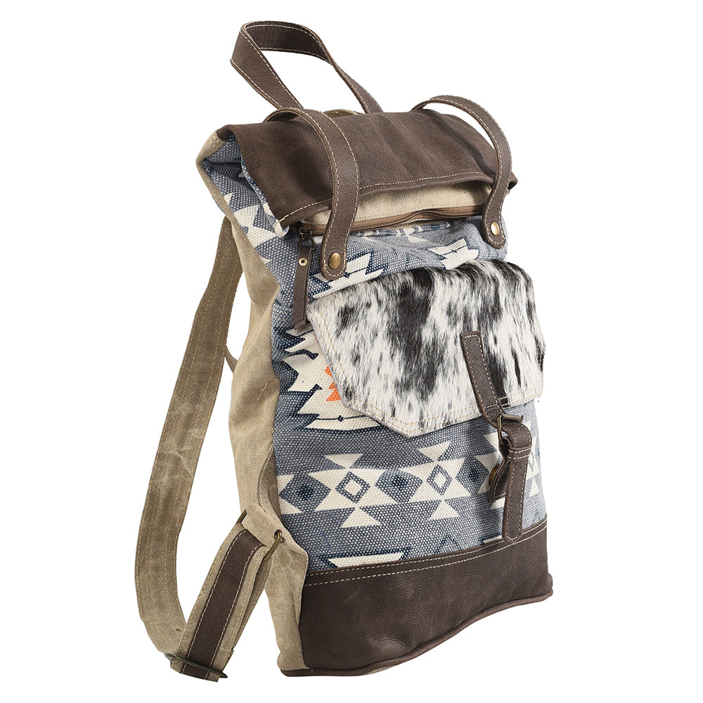 OHLAY KB165 Backpack Upcycled Canvas Hair-On Genuine Leather women bag western handbag purse