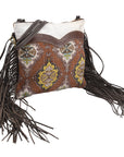 OHLAY KB170 Cross Body Upcycled Wool Upcycled Canvas Embossed Hair-On Genuine Leather women bag western handbag purse