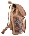 OHLAY KB178 Backpack Upcycled Canvas Genuine Leather women bag western handbag purse