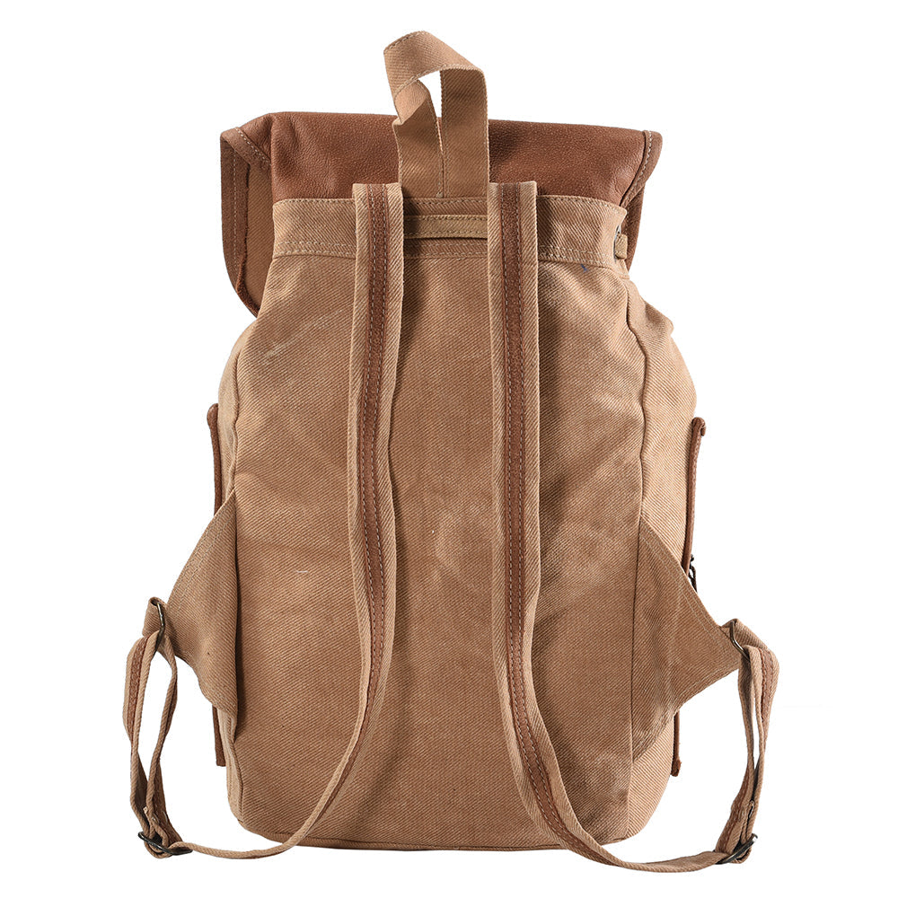 OHLAY KB178 Backpack Upcycled Canvas Genuine Leather women bag western handbag purse