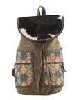 OHLAY KB179 Backpack Upcycled Canvas Hair-On Genuine Leather women bag western handbag purse