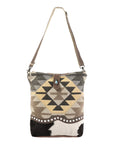 OHLAY KB187 Cross Body Upcycled Canvas Hair-On Genuine Leather women bag western handbag purse