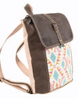 OHLAY KB190 Backpack Upcycled Canvas Genuine Leather women bag western handbag purse