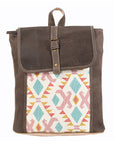 OHLAY KB190 Backpack Upcycled Canvas Genuine Leather women bag western handbag purse