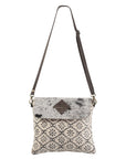 OHLAY KB192 Cross Body Upcycled Canvas Hair-On Genuine Leather women bag western handbag purse