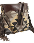 OHLAY KB208 Cross Body Upcycled Wool Upcycled Canvas Embossed Genuine Leather women bag western handbag purse